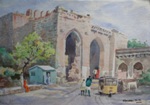 Fort Entrance, Landscape Painting by M. K. Kelkar, Watercolour on Paper, 15 X 22